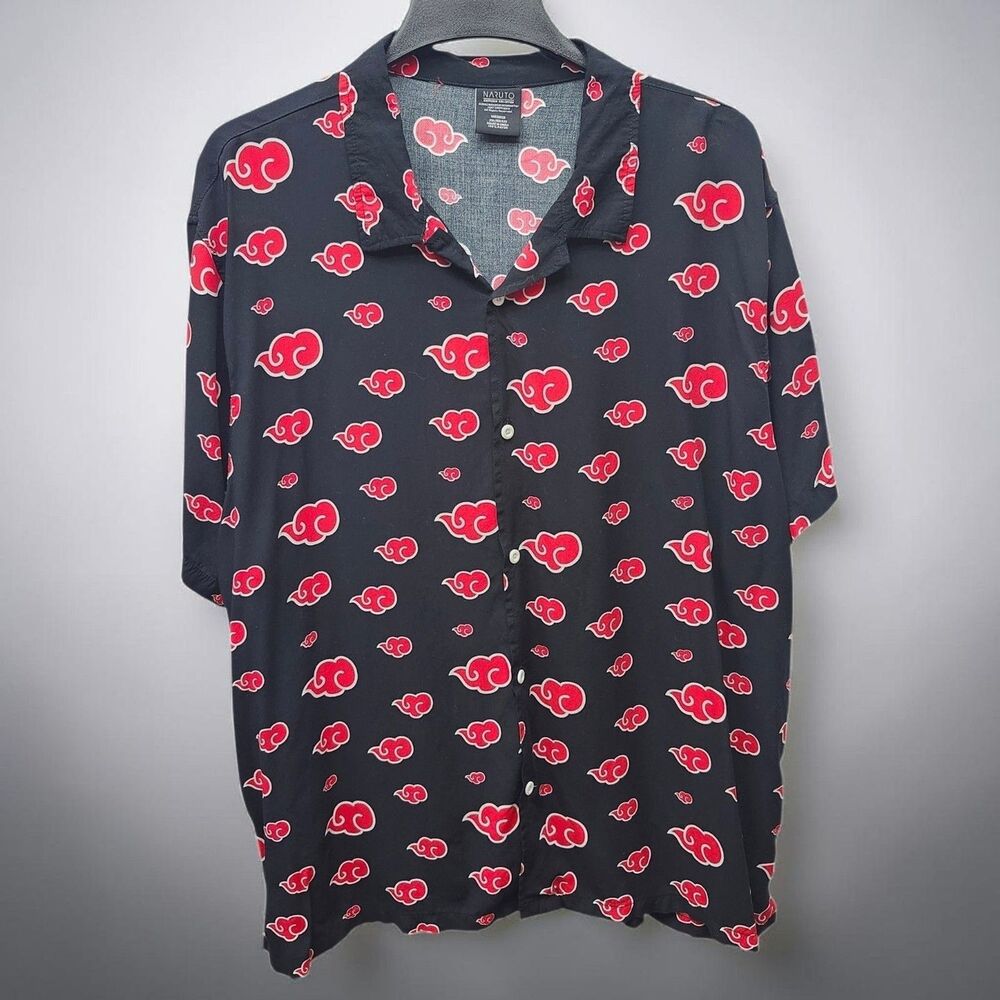 Naruto Shippuden Akatsuki Cloud Shirt Mens 2XL Black Red Anime Streetwear